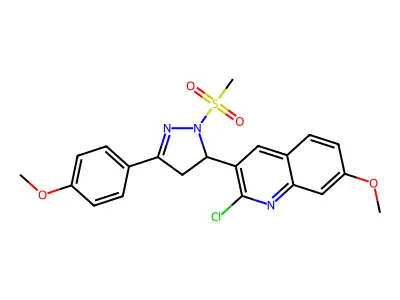 2-chloro-7-methoxy-3-(3-(4-methoxyphenyl)-1-(methylsulfonyl)-4,5-dihydro-1H-pyrazol-5-yl)quinoline structure