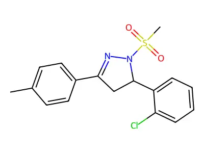 5-(2-chlorophenyl)-1-(methylsulfonyl)-3-(p-tolyl)-4,5-dihydro-1H-pyrazole structure