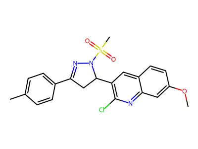 2-chloro-7-methoxy-3-(1-(methylsulfonyl)-3-(p-tolyl)-4,5-dihydro-1H-pyrazol-5-yl)quinoline structure