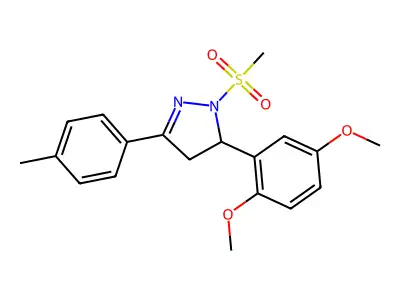 5-(2,5-dimethoxyphenyl)-1-(methylsulfonyl)-3-(p-tolyl)-4,5-dihydro-1H-pyrazole structure