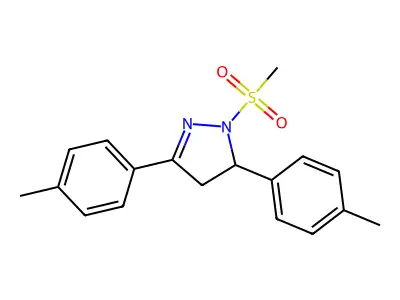 1-(methylsulfonyl)-3,5-di-p-tolyl-4,5-dihydro-1H-pyrazole structure