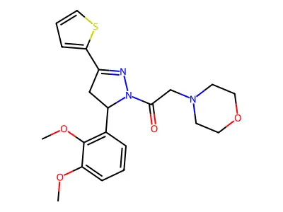 1-(5-(2,3-dimethoxyphenyl)-3-(thiophen-2-yl)-4,5-dihydro-1H-pyrazol-1-yl)-2-morpholinoethanone structure