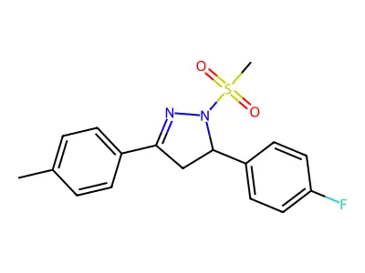 5-(4-fluorophenyl)-1-(methylsulfonyl)-3-(p-tolyl)-4,5-dihydro-1H-pyrazole structure