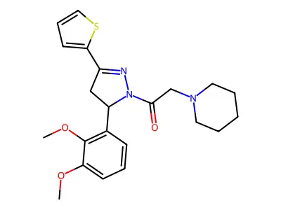 1-(5-(2,3-dimethoxyphenyl)-3-(thiophen-2-yl)-4,5-dihydro-1H-pyrazol-1-yl)-2-(piperidin-1-yl)ethanone structure