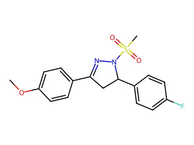 5-(4-fluorophenyl)-3-(4-methoxyphenyl)-1-(methylsulfonyl)-4,5-dihydro-1H-pyrazole structure