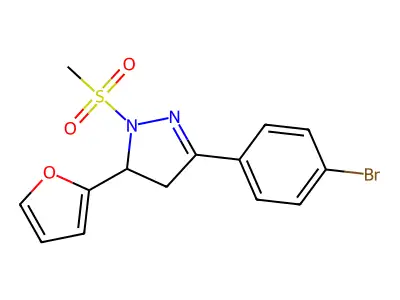 3-(4-bromophenyl)-5-(furan-2-yl)-1-(methylsulfonyl)-4,5-dihydro-1H-pyrazole structure