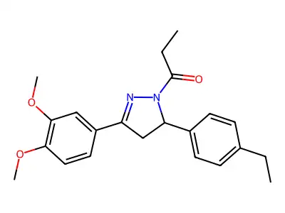 1-(3-(3,4-dimethoxyphenyl)-5-(4-ethylphenyl)-4,5-dihydro-1H-pyrazol-1-yl)propan-1-one structure