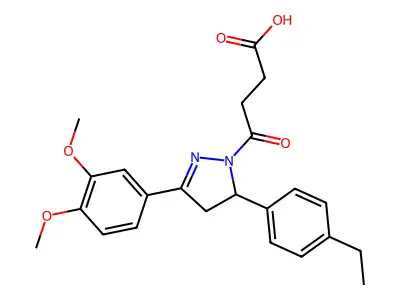 4-[3-(3,4-dimethoxyphenyl)-5-(4-ethylphenyl)-4,5-dihydro-1H-pyrazol-1-yl]-4-oxobutanoic acid structure