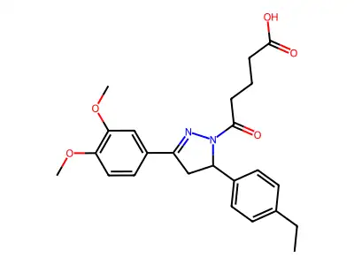 5-[3-(3,4-dimethoxyphenyl)-5-(4-ethylphenyl)-4,5-dihydro-1H-pyrazol-1-yl]-5-oxopentanoic acid structure