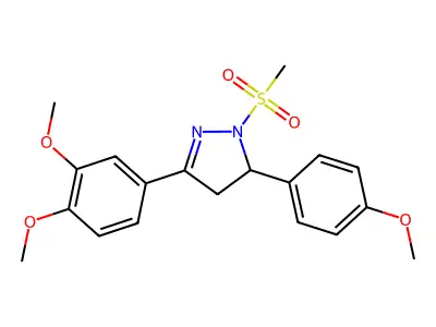3-(3,4-dimethoxyphenyl)-5-(4-methoxyphenyl)-1-(methylsulfonyl)-4,5-dihydro-1H-pyrazole structure