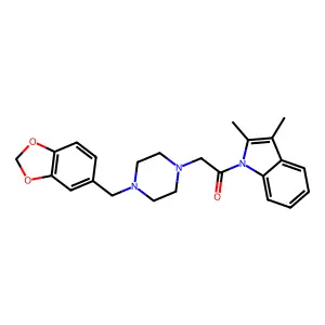 2-[4-(1,3-benzodioxol-5-ylmethyl)piperazin-1-yl]-1-(2,3-dimethyl-1H-indol-1-yl)ethanone structure