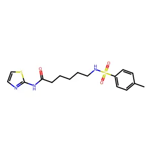 6-[(4-methylphenyl)sulfonylamino]-N-(1,3-thiazol-2-yl)hexanamide structure