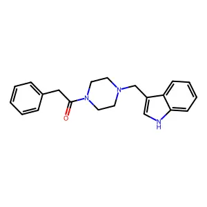 1-[4-(1H-indol-3-ylmethyl)piperazin-1-yl]-2-phenylethanone structure