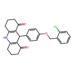 9-[4-[(2-chlorophenyl)methoxy]phenyl]-2,3,4,5,6,7,9,10-octahydroacridine-1,8-dione structure