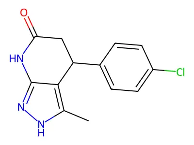 3-Methyl-4-(4-chlorophenyl)-4,5-dihydro-1H-pyrazolo[3,4-b]pyridine-6(7H)-one structure
