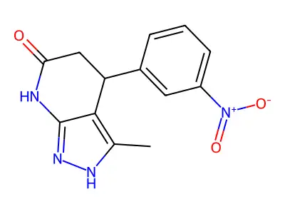3-methyl-4-(3-nitrophenyl)-4,5-dihydro-1H-pyrazolo[3,4-b]pyridin-6(7H)-one structure