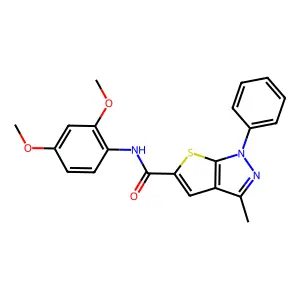N-(2,4-dimethoxyphenyl)-3-methyl-1-phenylthieno[2,3-c]pyrazole-5-carboxamide structure