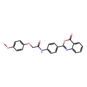 2-(4-methoxyphenoxy)-N-[4-(4-oxo-4H-3,1-benzoxazin-2-yl)phenyl]acetamide structure