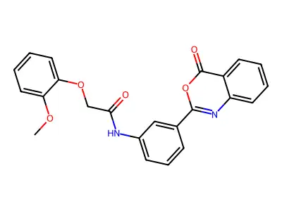 2-(2-methoxyphenoxy)-N-[3-(4-oxo-4H-3,1-benzoxazin-2-yl)phenyl]acetamide structure