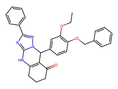 9-[4-(benzyloxy)-3-ethoxyphenyl]-2-phenyl-4H,5H,6H,7H,8H,9H-[1,2,4]triazolo[3,2-b]quinazolin-8-one structure