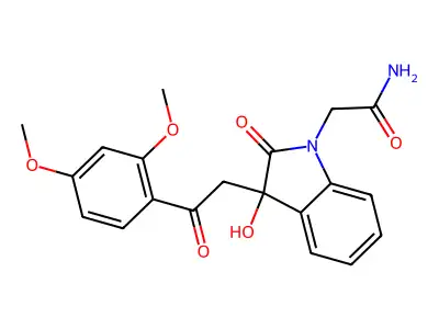 2-[3-[2-(2,4-Dimethoxyphenyl)-2-oxoethyl]-3-hydroxy-2-oxoindol-1-yl]acetamide structure