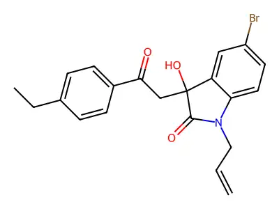 5-Bromo-3-[2-(4-ethylphenyl)-2-oxoethyl]-3-hydroxy-1-prop-2-enylindol-2-one structure
