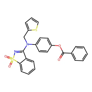 4-[(1,1-Dioxido-1,2-benzisothiazol-3-yl)(2-thienylmethyl)amino]phenyl benzoate structure