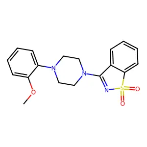 3-[4-(2-Methoxyphenyl)piperazin-1-yl]-1,2-benzothiazole 1,1-dioxide structure