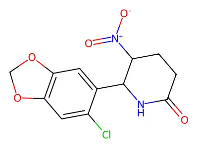 6-(6-Chloro-1,3-benzodioxol-5-yl)-5-nitropiperidin-2-one structure