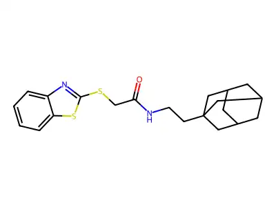 N-[2-(1-adamantyl)ethyl]-2-(1,3-benzothiazol-2-ylsulfanyl)acetamide structure