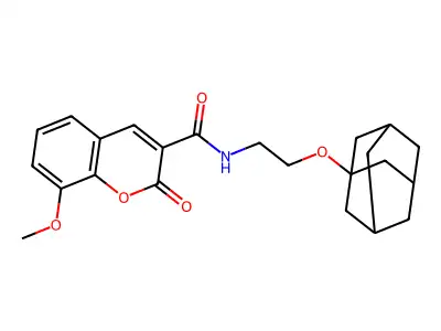 N-[2-(1-adamantyloxy)ethyl]-8-methoxy-2-oxochromene-3-carboxamide structure