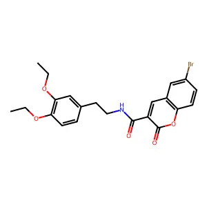 6-bromo-N-[2-(3,4-diethoxyphenyl)ethyl]-2-oxochromene-3-carboxamide structure