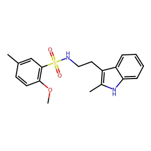 2-methoxy-5-methyl-N-[2-(2-methyl-1H-indol-3-yl)ethyl]benzenesulfonamide structure