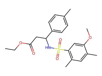 Ethyl 3-(5-methoxy-2,4-dimethylbenzenesulfonamido)-3-(4-methylphenyl)propanoate structure