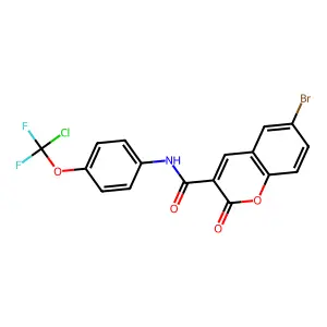 6-bromo-N-[4-[chloro(difluoro)methoxy]phenyl]-2-oxochromene-3-carboxamide structure