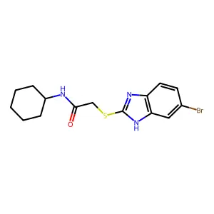 2-[(6-bromo-1H-benzimidazol-2-yl)sulfanyl]-N-cyclohexylacetamide structure