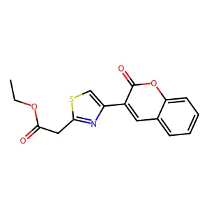 Ethyl 2-[4-(2-oxochromen-3-yl)-1,3-thiazol-2-yl]acetate structure