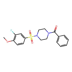 [4-(3-Fluoro-4-methoxy-benzenesulfonyl)-piperazin-1-yl]-phenyl-methanone structure