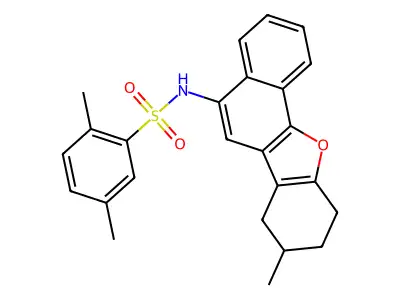 2,5-dimethyl-N-(8-methyl-7,8,9,10-tetrahydronaphtho[1,2-b][1]benzofuran-5-yl)benzenesulfonamide structure