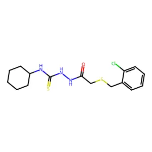 2-{[(2-chlorobenzyl)sulfanyl]acetyl}-N-cyclohexylhydrazinecarbothioamide structure