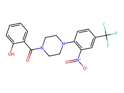 (2-Hydroxyphenyl)-[4-[2-nitro-4-(trifluoromethyl)phenyl]piperazin-1-yl]methanone structure