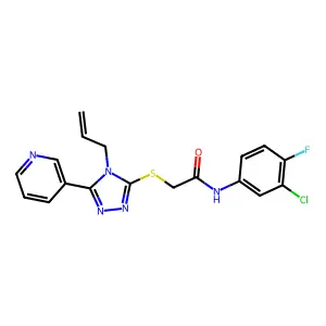 N-(3-chloro-4-fluorophenyl)-2-{[4-(prop-2-en-1-yl)-5-(pyridin-3-yl)-4H-1,2,4-triazol-3-yl]sulfanyl}acetamide structure