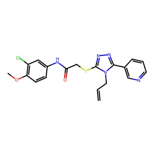 N-(3-chloro-4-methoxyphenyl)-2-{[4-(prop-2-en-1-yl)-5-(pyridin-3-yl)-4H-1,2,4-triazol-3-yl]sulfanyl}acetamide structure