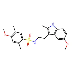 4-methoxy-N-[2-(5-methoxy-2-methyl-1H-indol-3-yl)ethyl]-2,5-dimethylbenzenesulfonamide structure