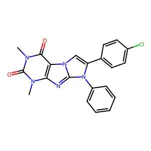 7-(4-chlorophenyl)-1,3-dimethyl-8-phenyl-1H-imidazo[2,1-f]purine-2,4(3H,8H)-dione structure