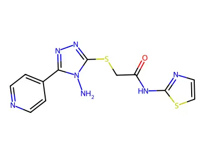 2-{[4-amino-5-(pyridin-4-yl)-4H-1,2,4-triazol-3-yl]sulfanyl}-N-(1,3-thiazol-2-yl)acetamide structure