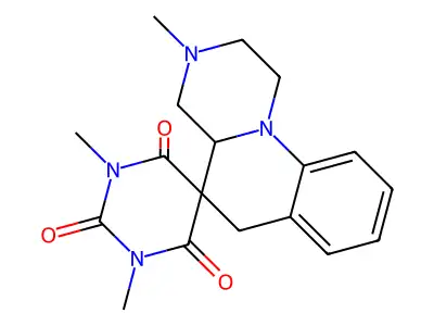 1',3,3'-trimethyl-2,3,4,4a-tetrahydro-1H,2'H,6H-spiro[pyrazino[1,2-a]quinoline-5,5'-pyrimidine]-2',4',6'(1'H,3'H)-trione structure