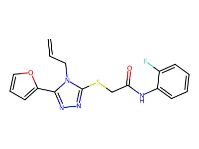 2-((4-Allyl-5-(2-furyl)-4H-1,2,4-triazol-3-YL)thio)-N-(2-fluorophenyl)acetamide structure