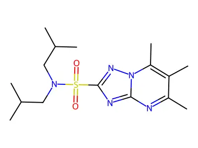 5,6,7-trimethyl-N,N-bis(2-methylpropyl)-[1,2,4]triazolo[1,5-a]pyrimidine-2-sulfonamide structure