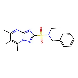 N-benzyl-N-ethyl-5,6,7-trimethyl[1,2,4]triazolo[1,5-a]pyrimidine-2-sulfonamide structure